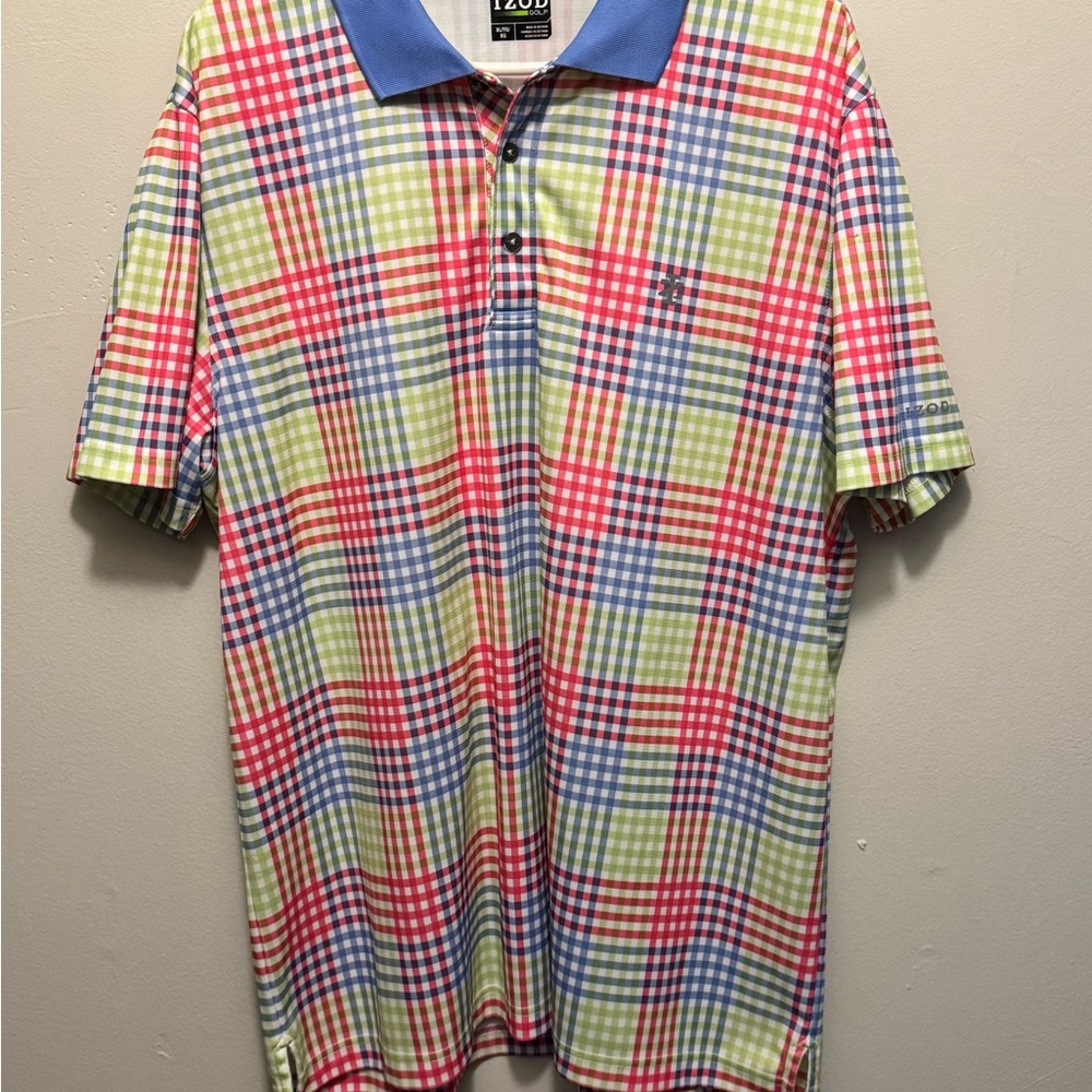 IZOD Men's Multicolor Plaid Polo Shirt